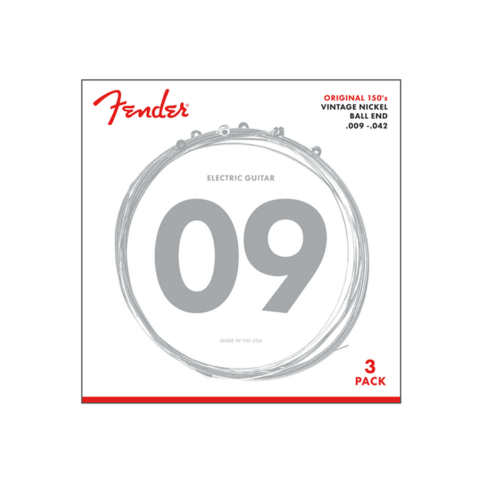 Fender Electric Guitar String Original Pure Nickel 150 .009-.042 150L -3 pack