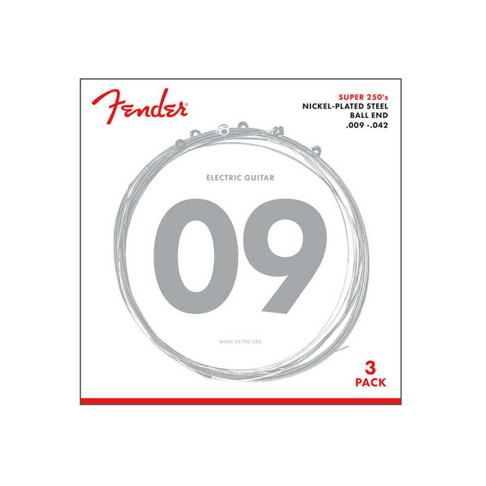 Fender Electric Guitar String Super 250 Nickel Plated .009-.042 250L -3 pack