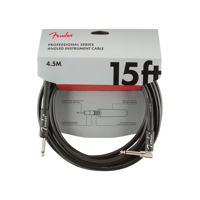 Fender Professional Series Instrument Cables Straight/Angle 15 Black