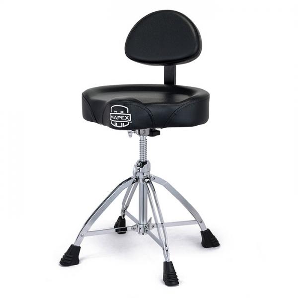Mapex T875 Saddle Drum Throne with Backrest – Heavy-Duty Quad-Leg Drum Stool