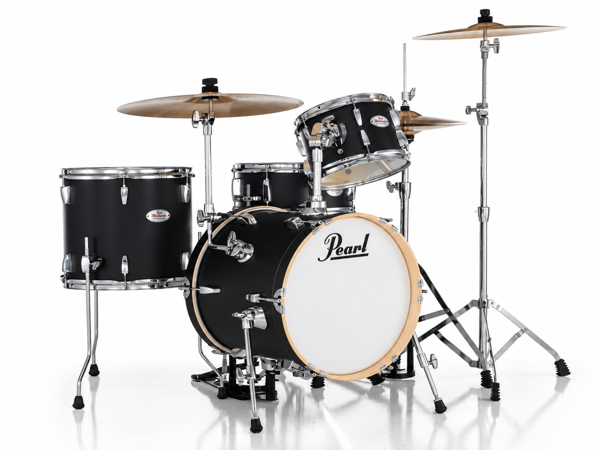 Pearl Midtown 4-Piece Compact Acoustic Drum Set with Hardware – Matte Asphalt Black