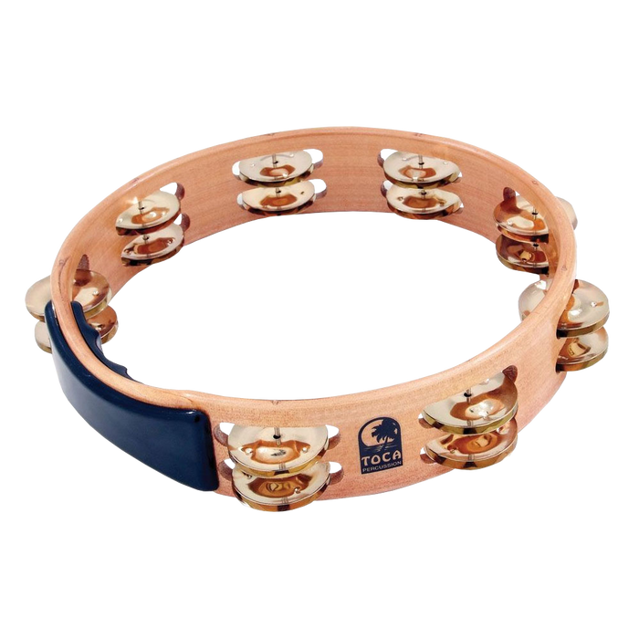 Toca T1010-AB Acacia Wood Double Row Tambourine Brass
