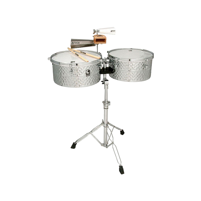 Toca TPT1415-SS Pro Line Timbale Set W/Stand Stainless Steel