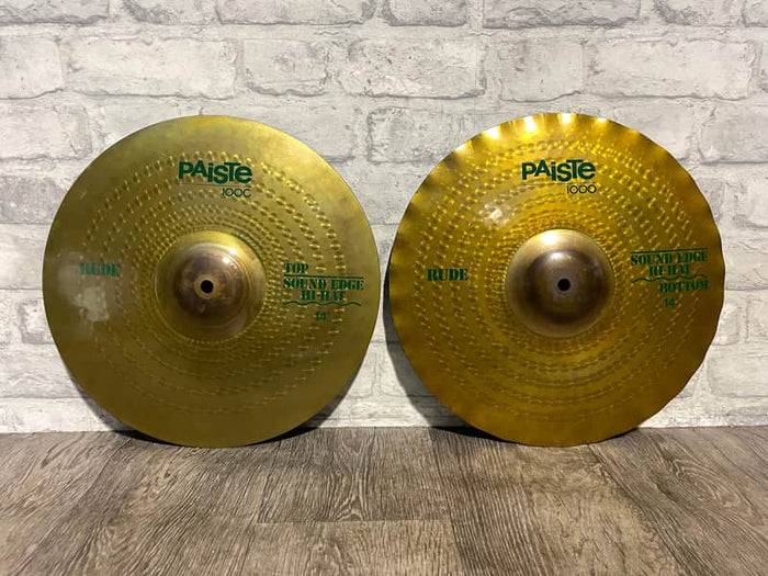 Paiste 1000 Rude Sound Edge Hi Hats 14”/36cm Cymbals / Green Label