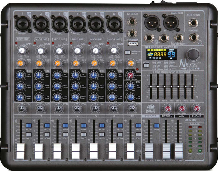 NX Audio MELODY8 – 8-Channel Compact Mixer with DSP & USB